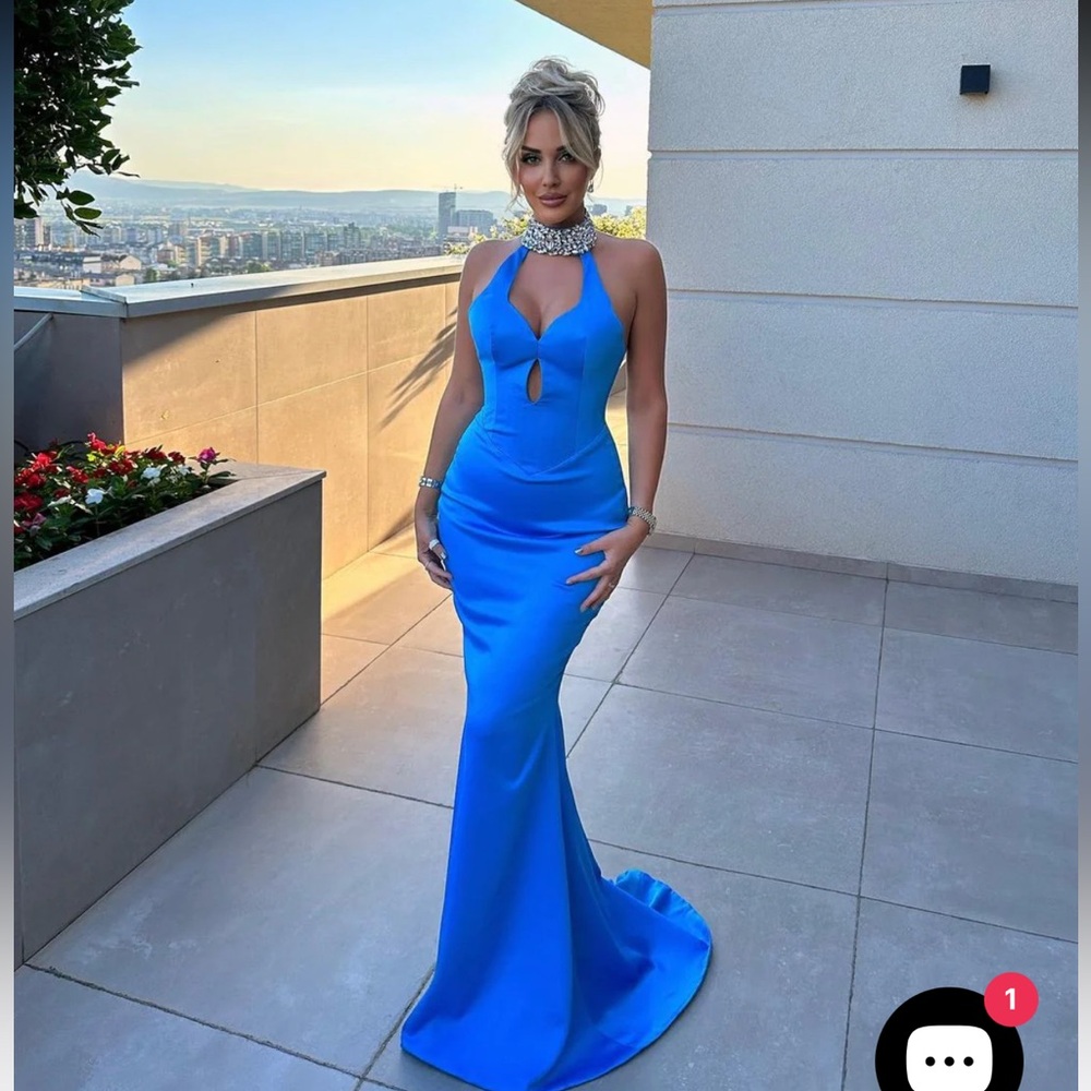 Vibrant Blue Keyhole Maxi Goddess Exclusive Dress